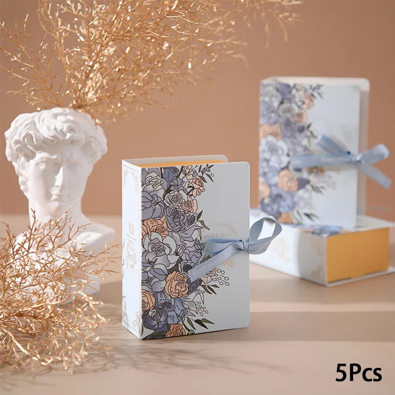 Book shape gift packaging box with ribbon 5pcs