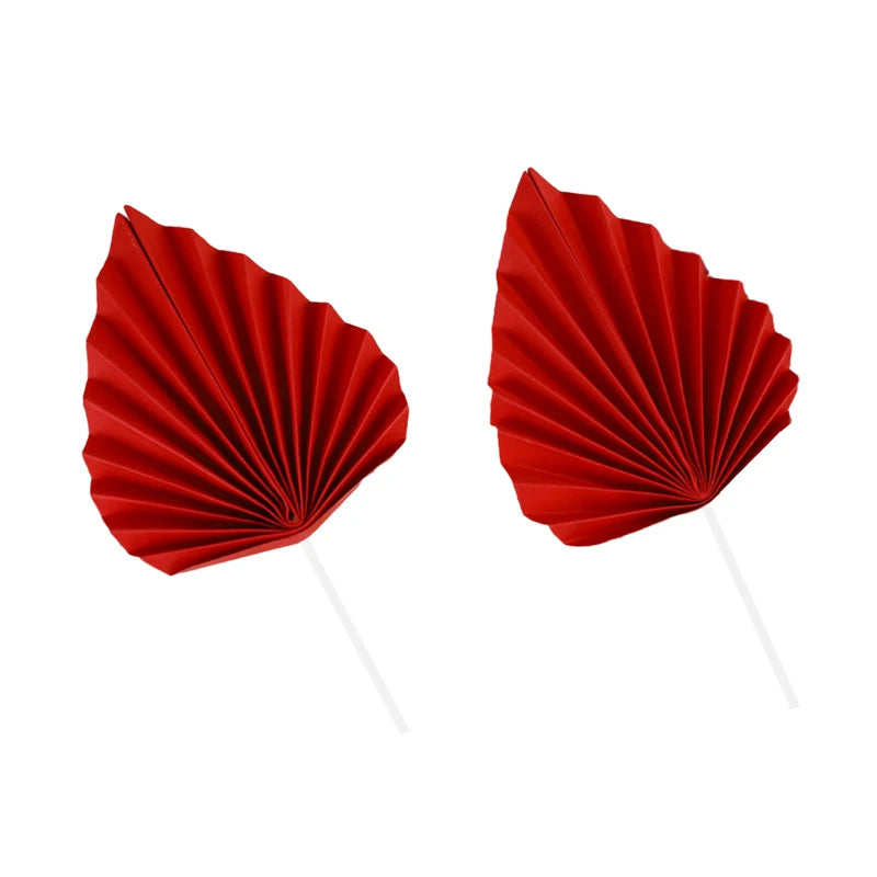 Paper Palm fan cake topper leaf 2Pcs