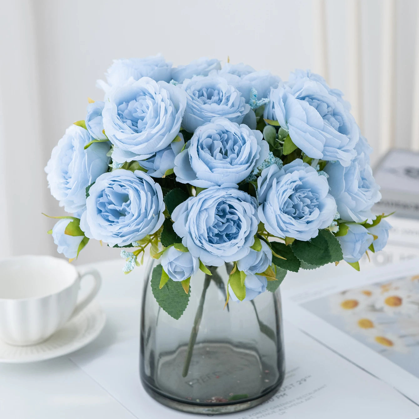 Artificial flowers fake white Peonies bouquet