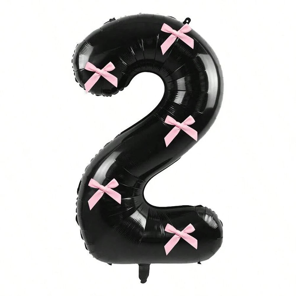 Pink Bow balloons number