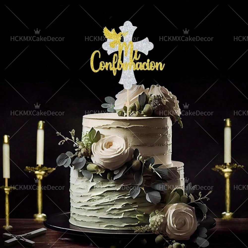 God Bless & Paper cross cake decorations