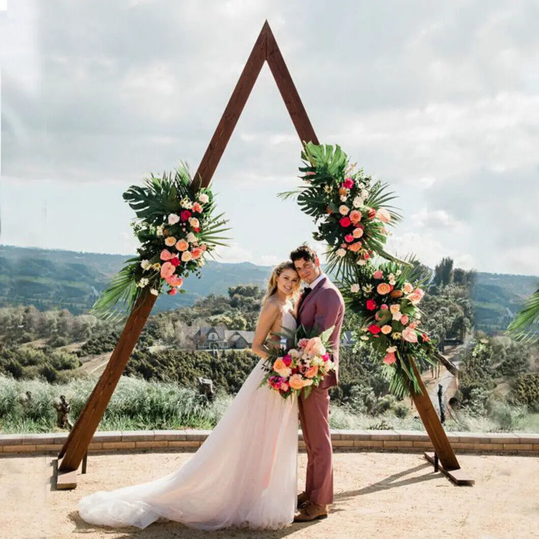Wooden vintage wedding arch triangle stand 3m large