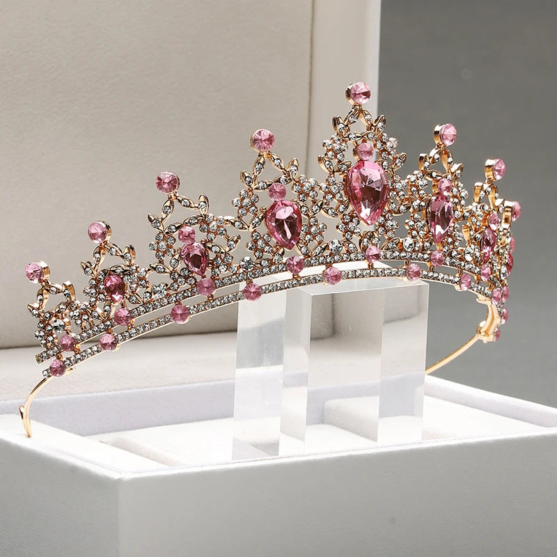Zitania bridal pink-colour lady crown