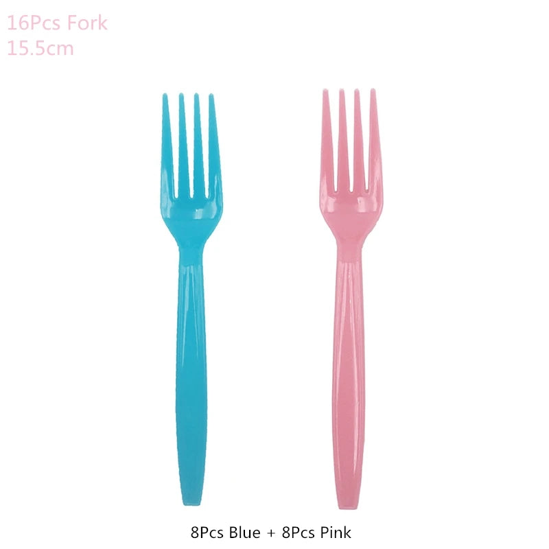 Disposable tableware set for Gender Reveal party