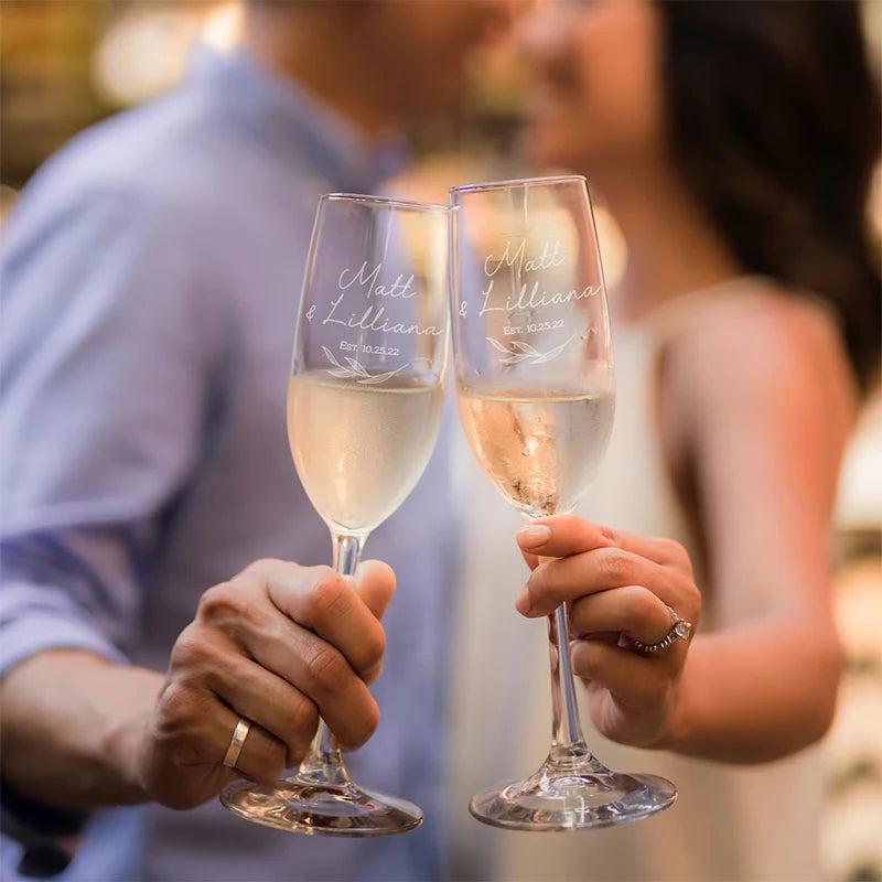 Custom champagne laser engraving glass cup