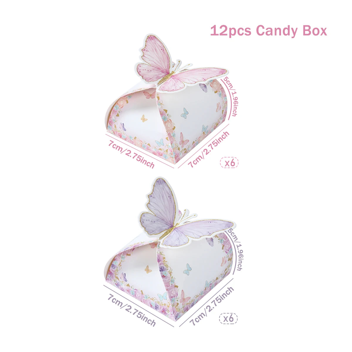 Candy gift box purple pink Butterfly 12pcs