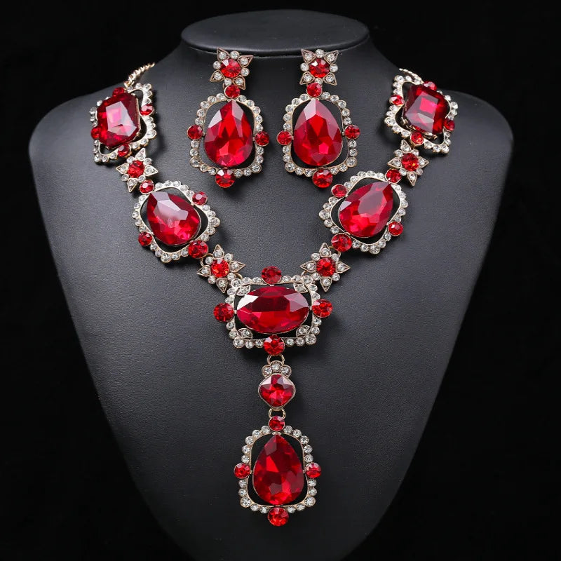Isabella Royal crystal earrings and purple Rhinestone necklace set