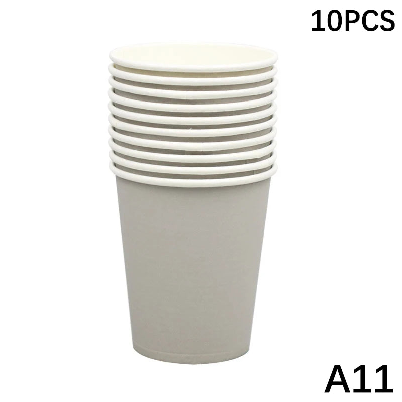 10PCS 9oz Solid Color Disposable Paper Cups
