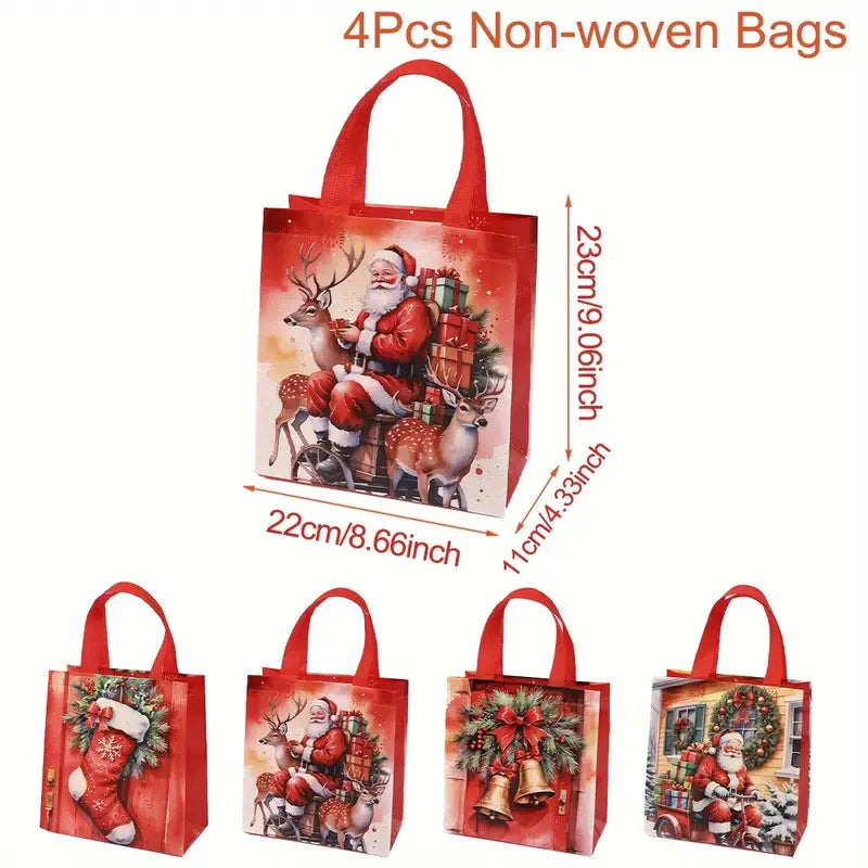 4pcs Xmas Gift Bags with Handles