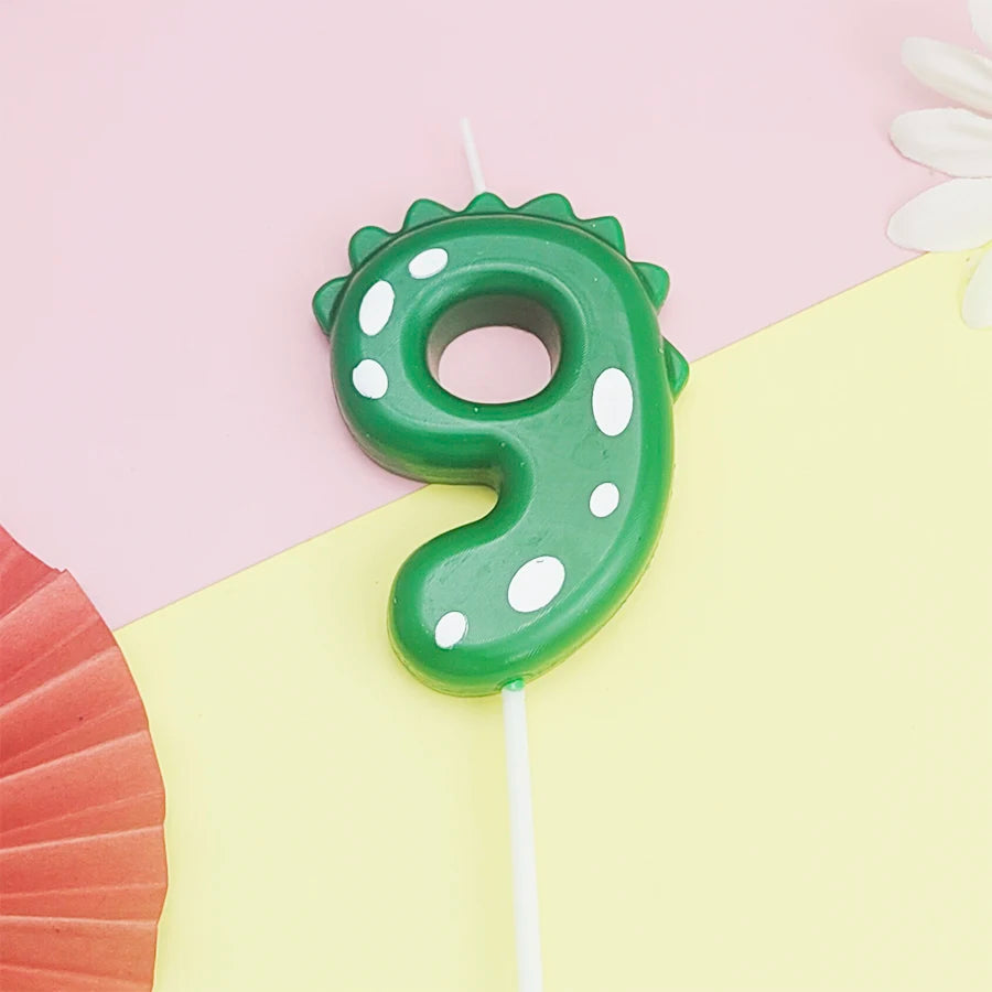Green Dinosaur numbers 0-9 cake candle