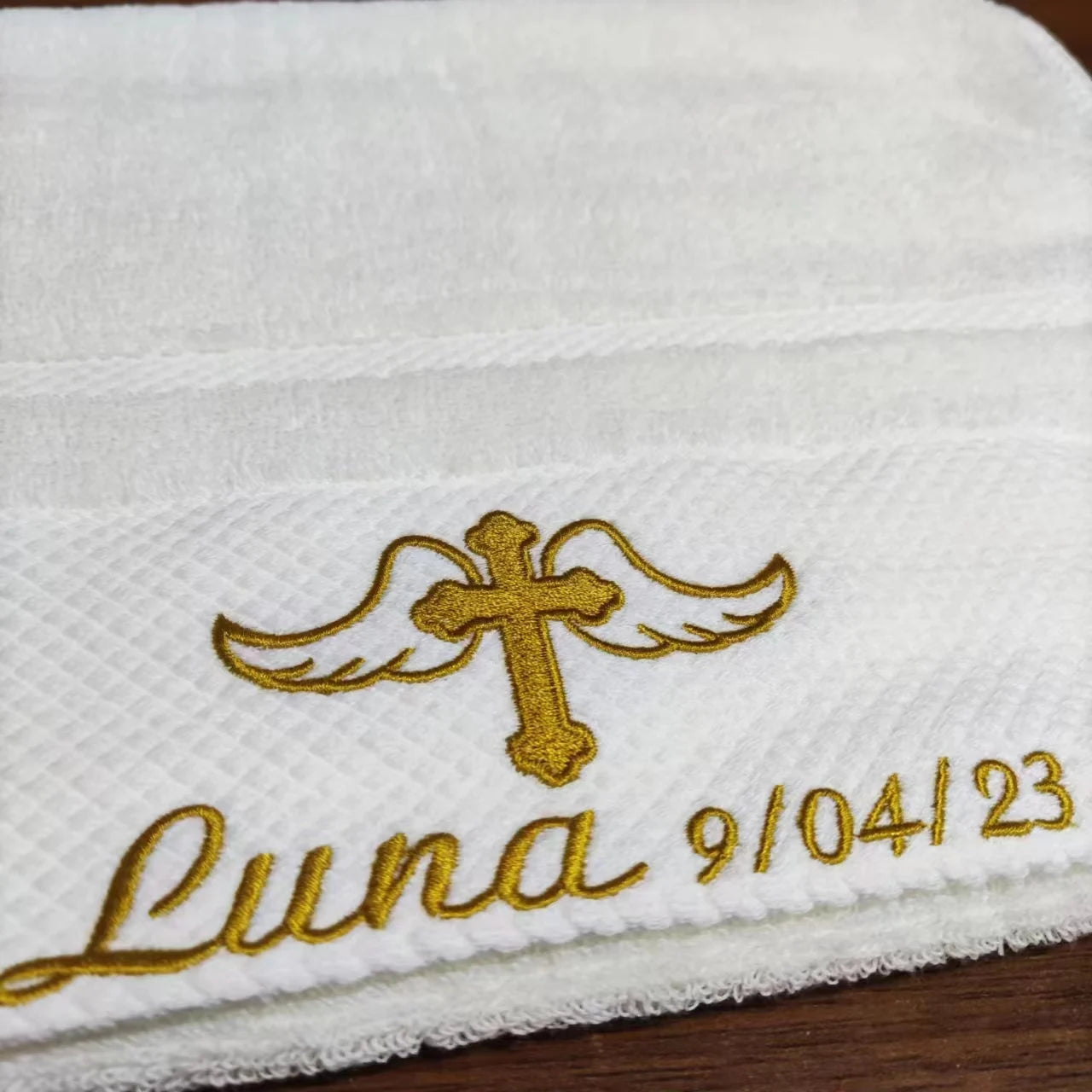 Customized name , date for Towel face and towels bathing