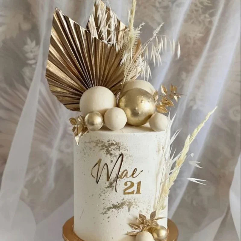 Paper folding fan cake topper gold leaf