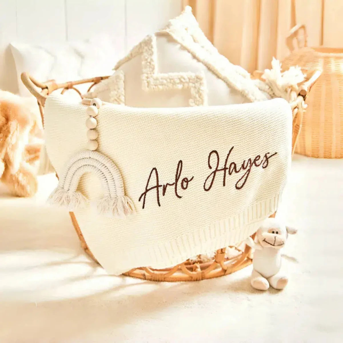 Personalized name baby blanket children chunky