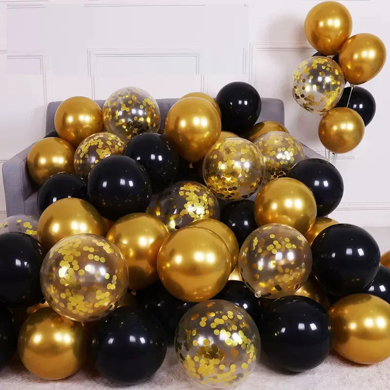 Silver black confetti Latex balloons 30pcs