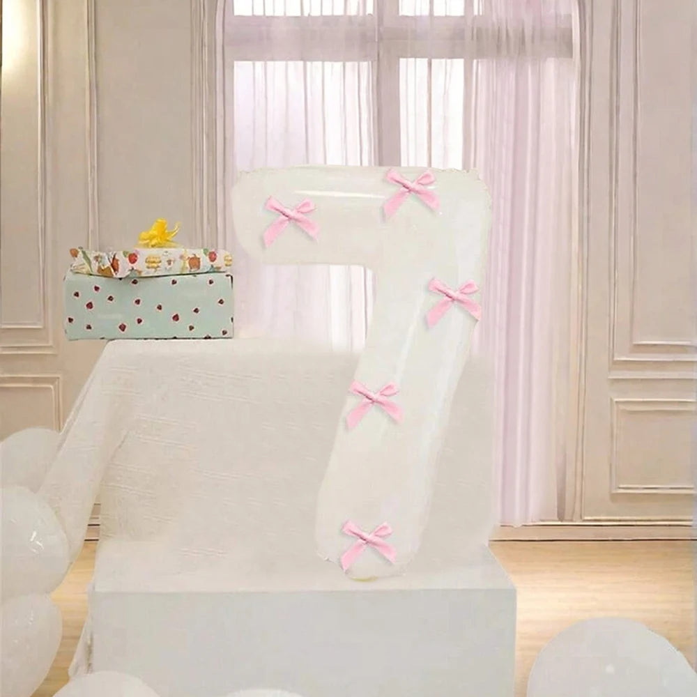 Pink Bow balloons number
