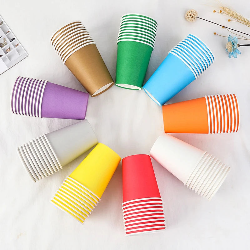 10PCS 9oz Solid Color Disposable Paper Cups