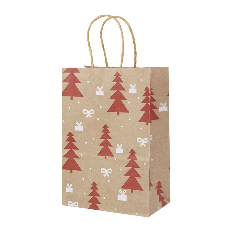 5pcs Christmas Kraft Gift Bags – Santa & Snowman