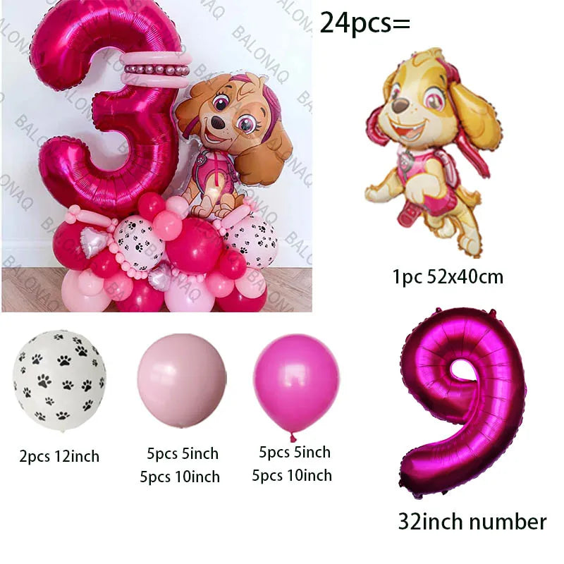 Pink PAW Patrol Balloon Number 24pcs