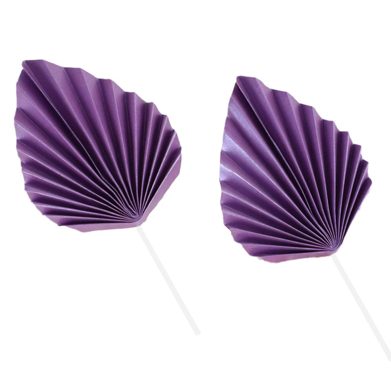 Paper Palm fan cake topper leaf 2Pcs