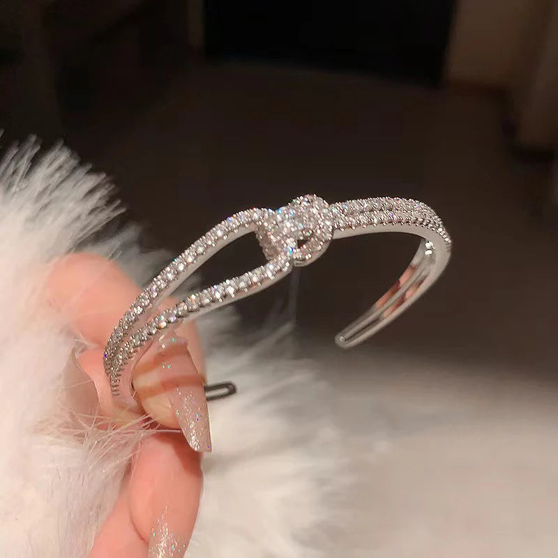 Knotted cubic Zirconia open Bracelets