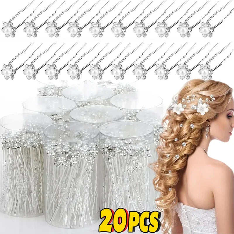 Elegant Pearl Crystal Hairpin 20pcs