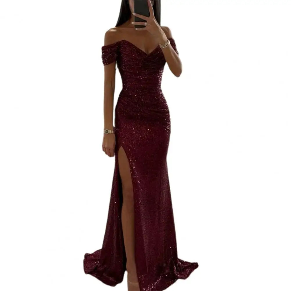 Caren Off-Shoulder Sequin Gown