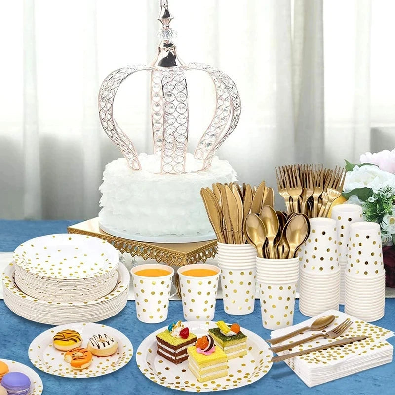 Gold Polka Dot Party Tableware Set