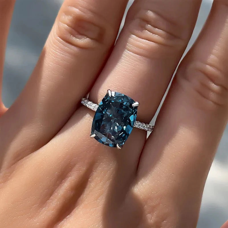 Big Oval blue CZ rings