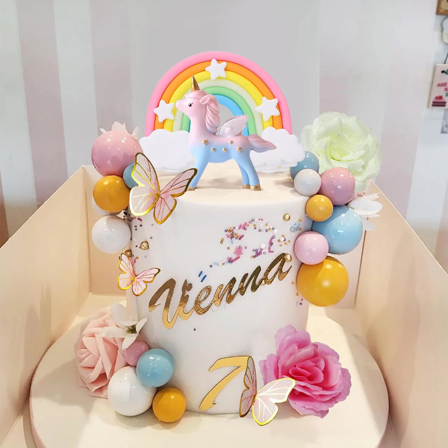 Unicorn Rainbow cake decorations 47PCS