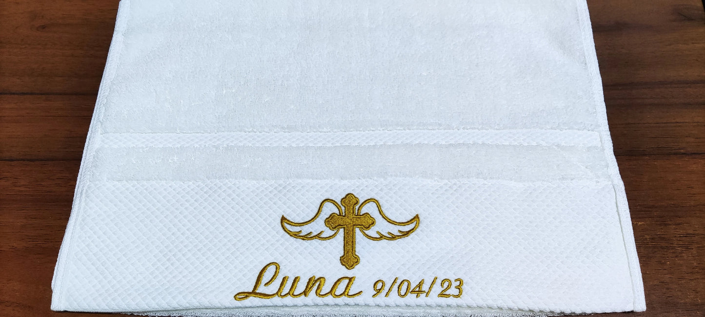 Customized name , date for Towel face and towels bathing