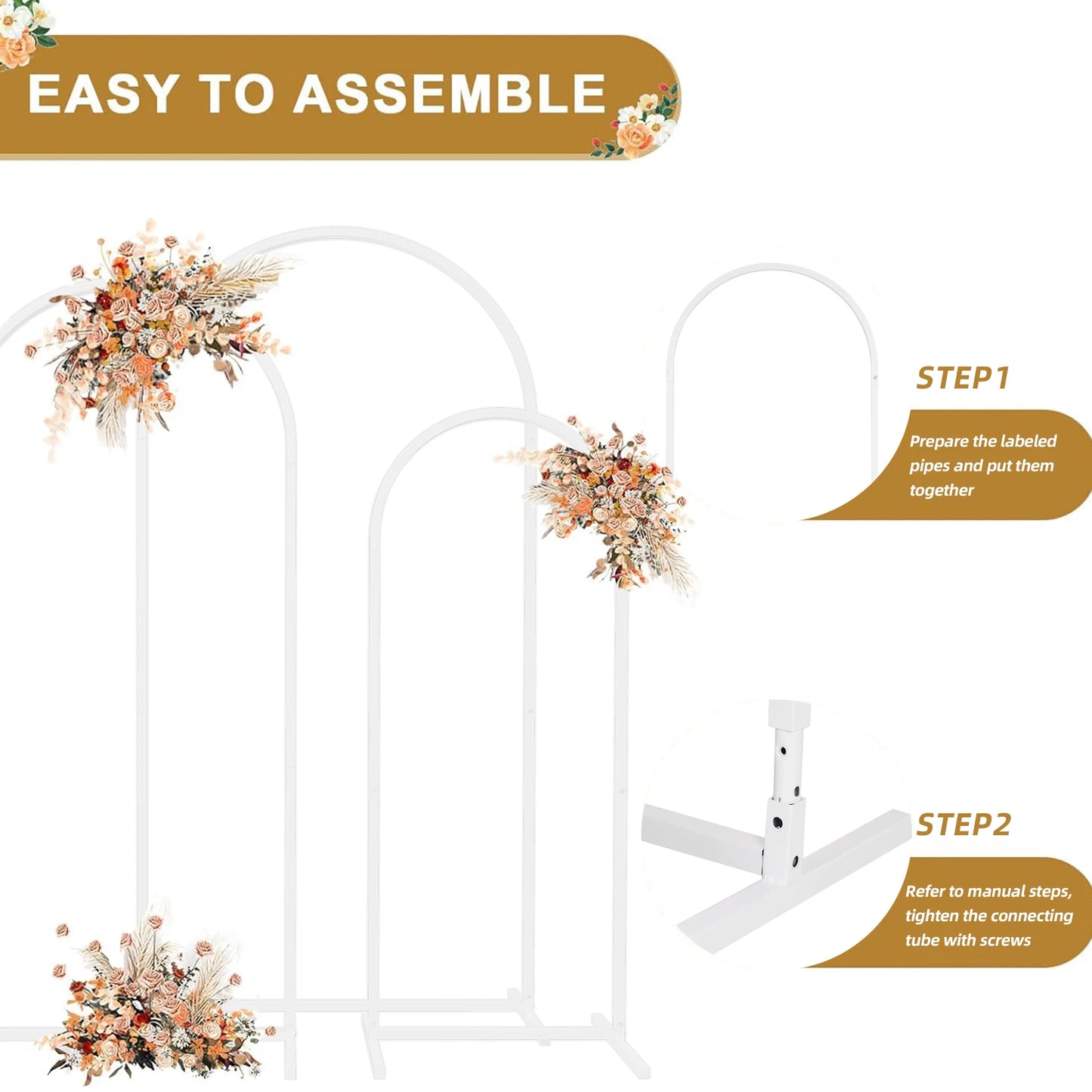 Set of 3 Metal arch, stand decoration