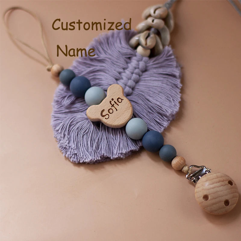 Custom name pacifier bead Silicone and Wooden dummy