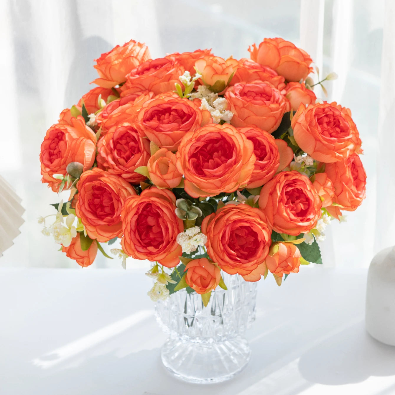 Artificial flowers fake white Peonies bouquet