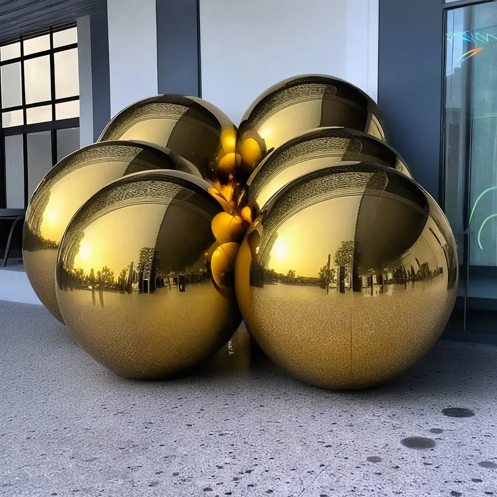 Gold inflatable mirror ball double layer balloon