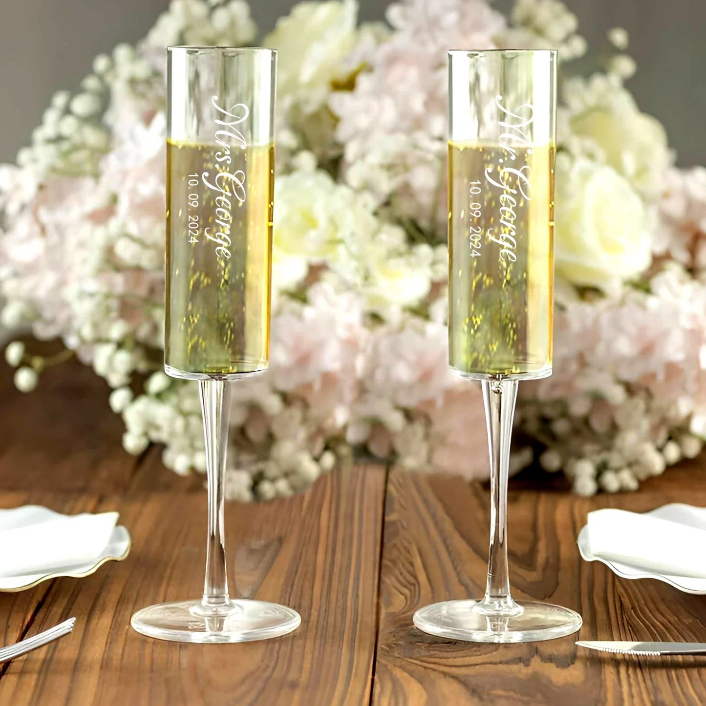 Custom Laser engraving name Champagne flute
