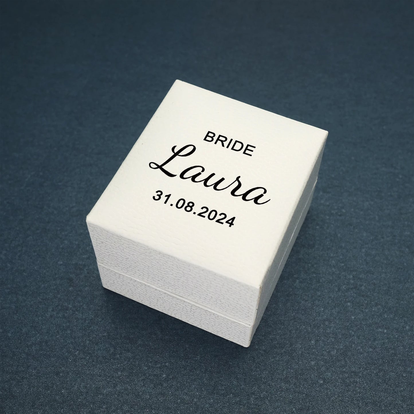 Set of 2 Personalized custom names and date ring box