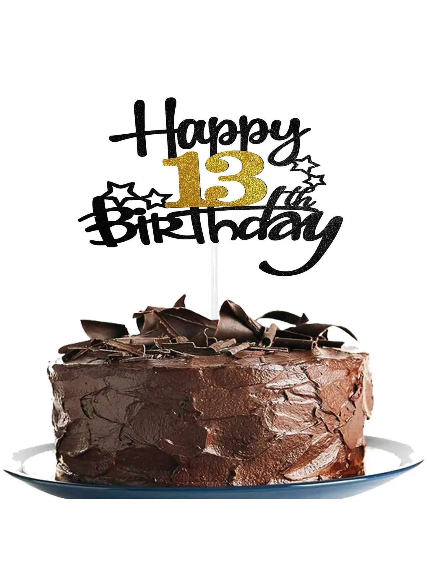 Black Gold Happy Birthday Cake Topper (Ages 10–60)