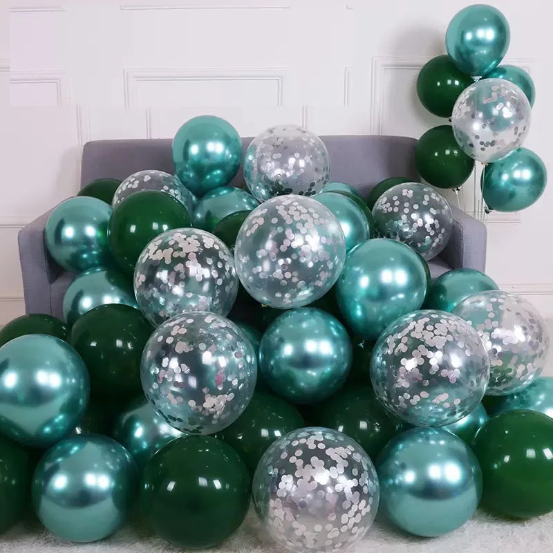 Silver black confetti Latex balloons 30pcs