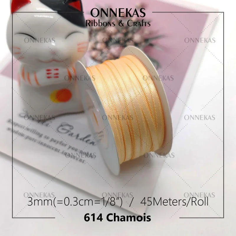Satin ribbon 100% polyester (45M) 3mm
