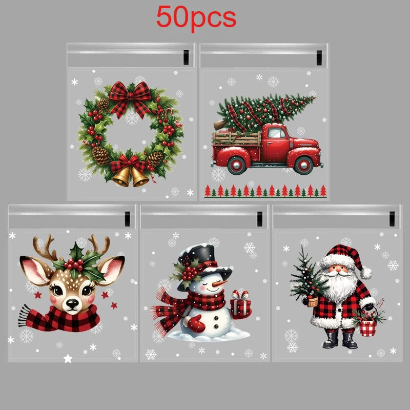 50/100pcs Xmas Wrapping Bags