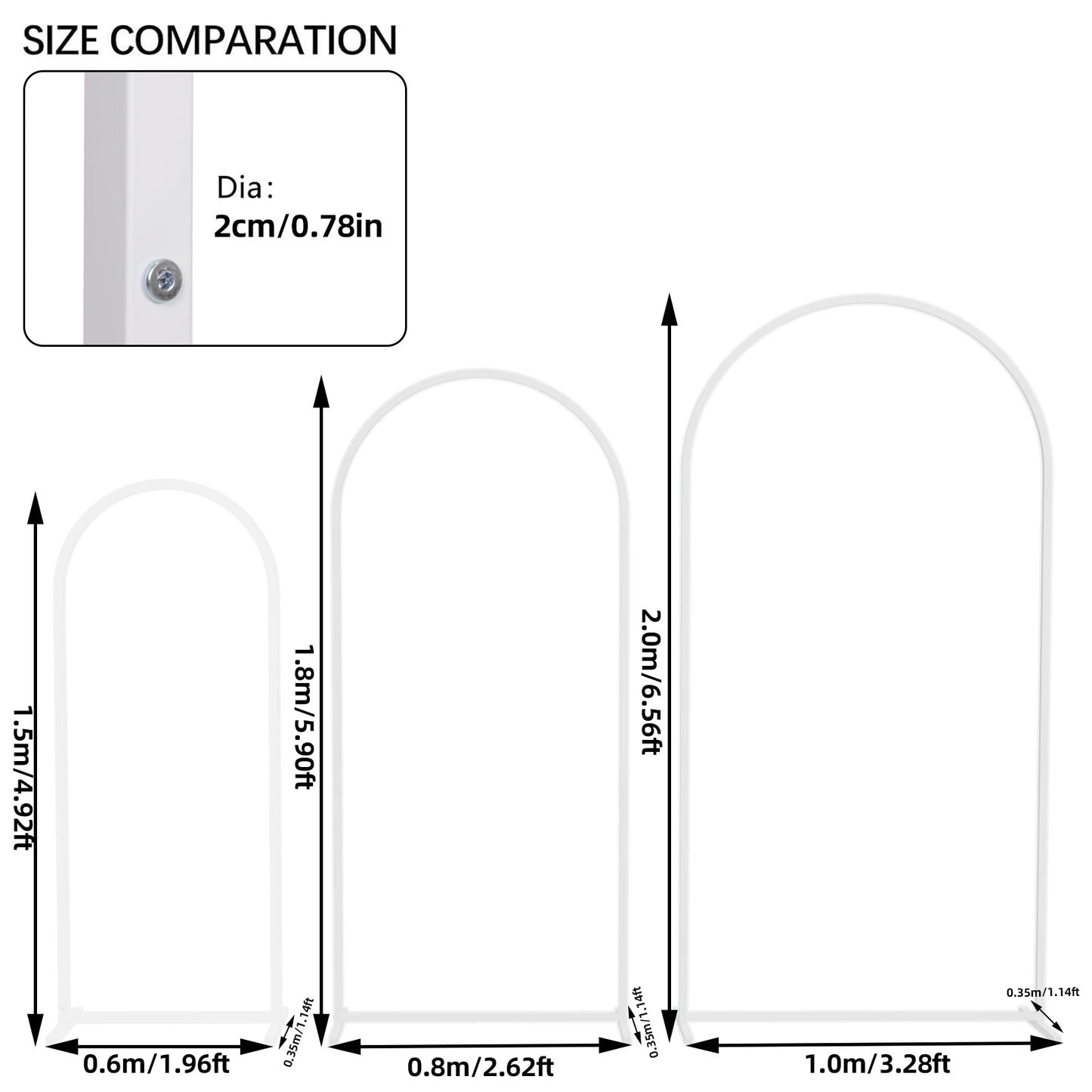 Set of 3 Metal arch, stand decoration