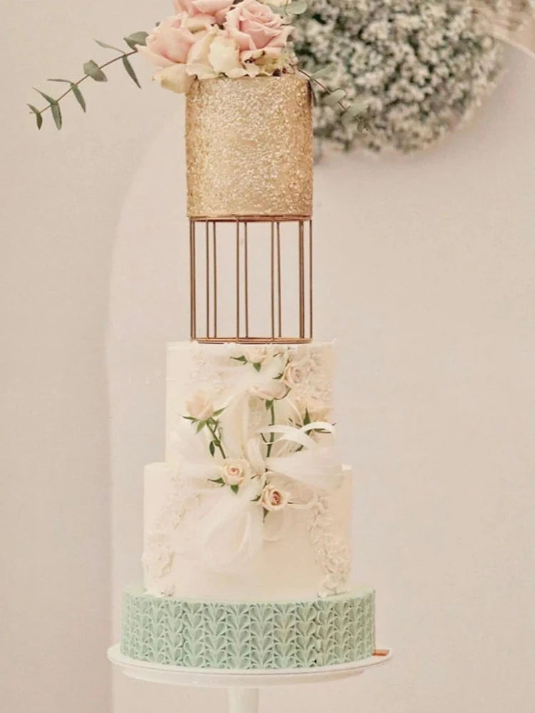 Gold floating cake stand for cake separator high quality