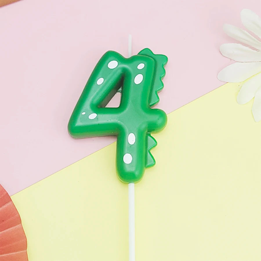 Green Dinosaur numbers 0-9 cake candle