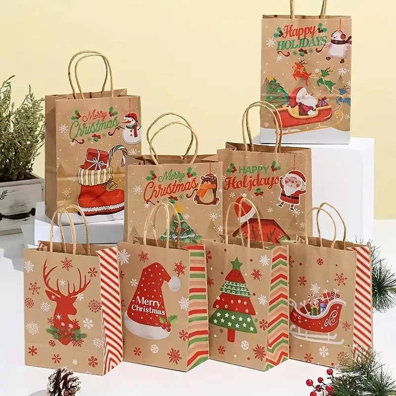 Christmas Kraft Paper Gift Bags
