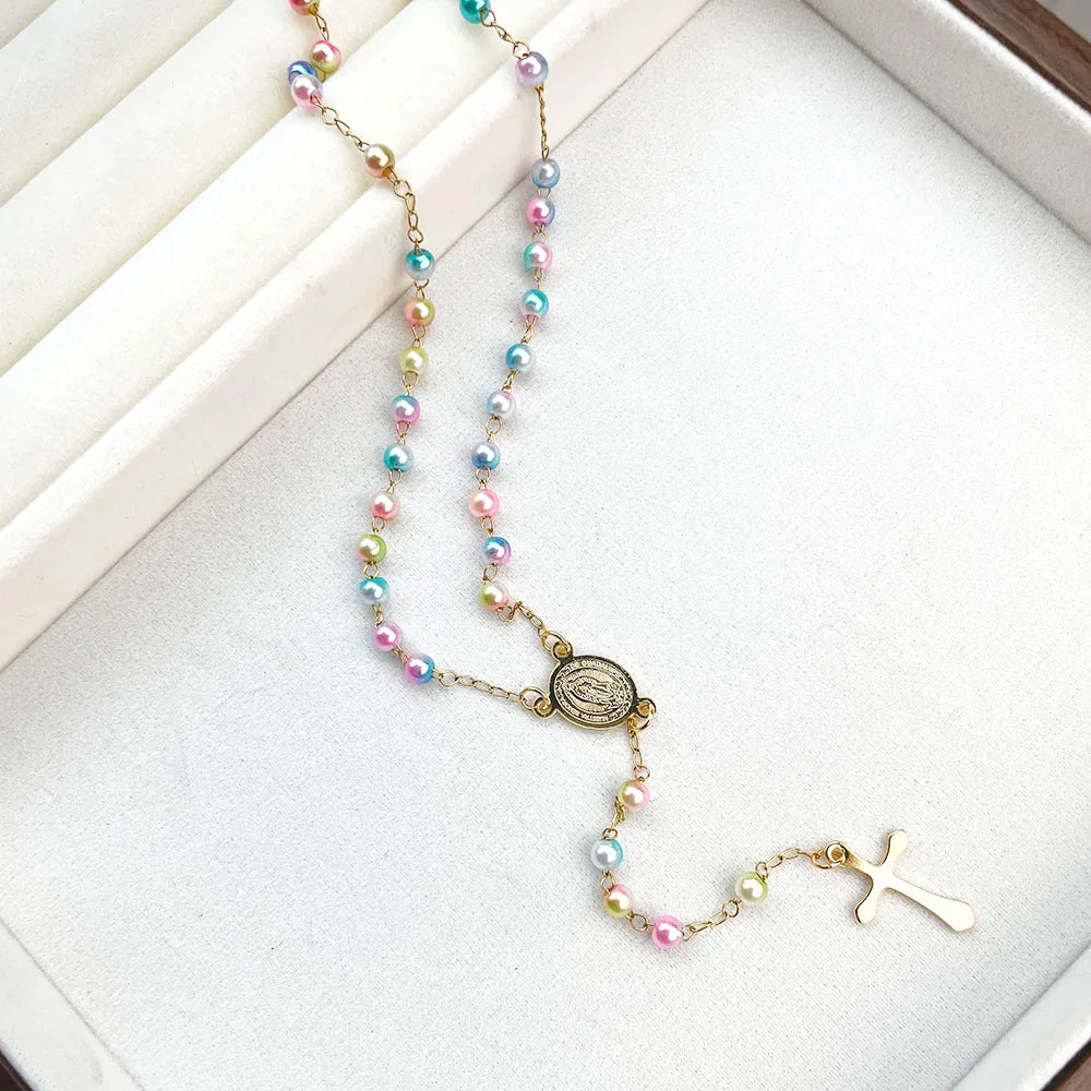 Virgin Mary Cross Rosary Pendant for spiriti pray , necklace
