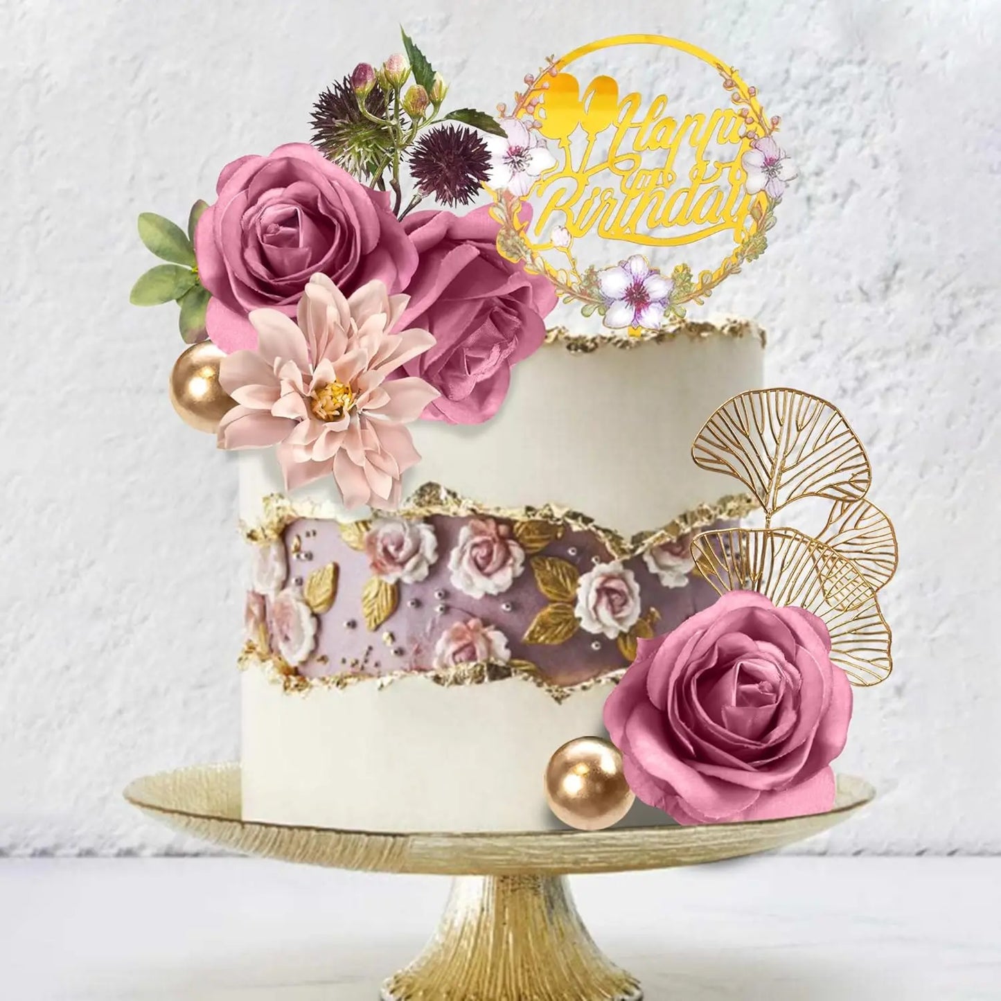 Purple flower cake toppers