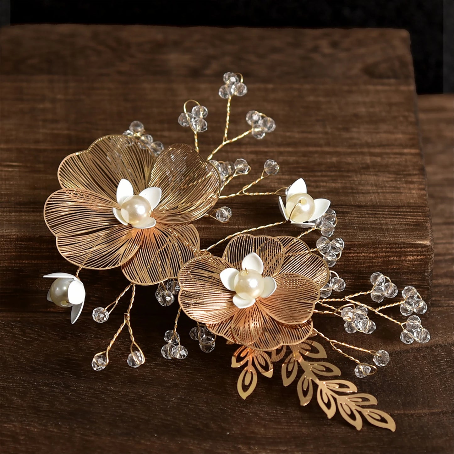 Flower hair jewelry Pearl Crystal