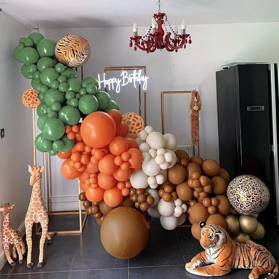 Jungle Dinosaur Green Brown Balloon Arch Set of 115