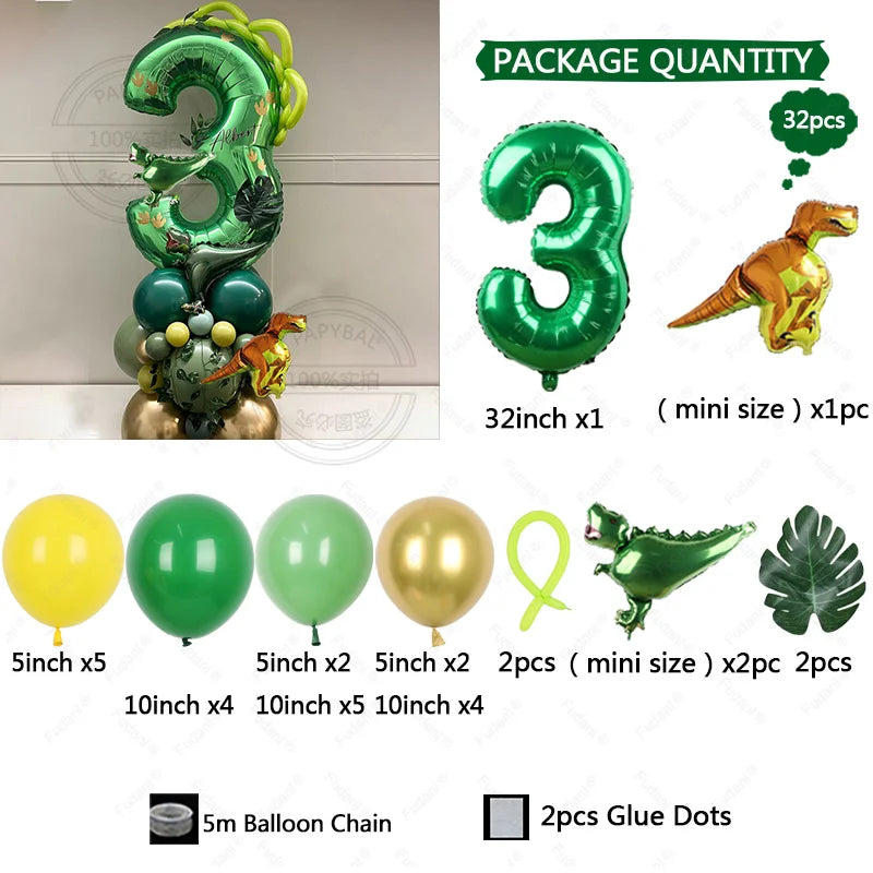 Dinosaur number balloons 32inch