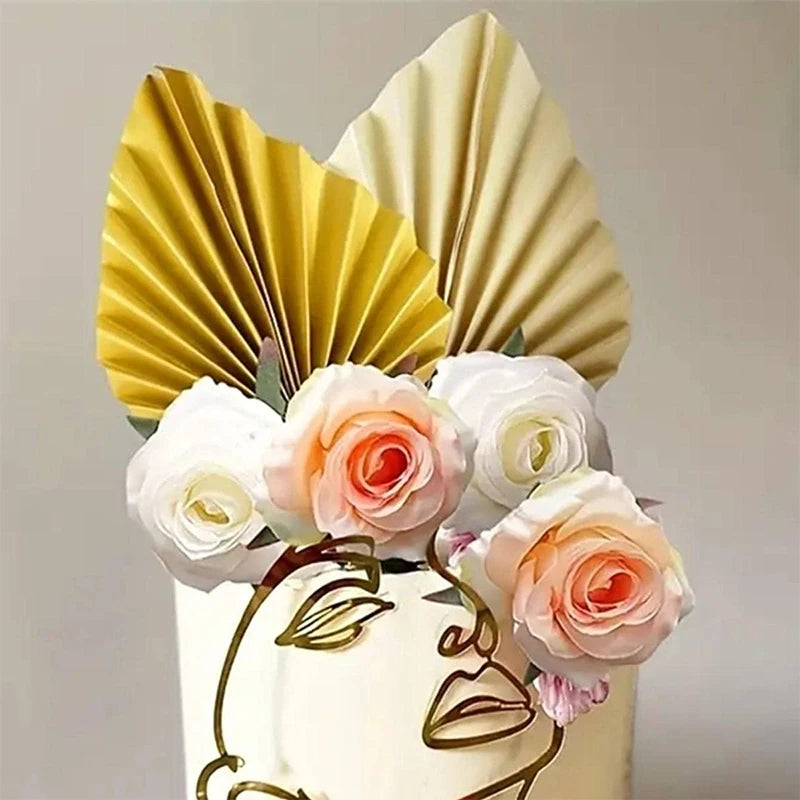 Paper Palm fan cake topper leaf 2Pcs